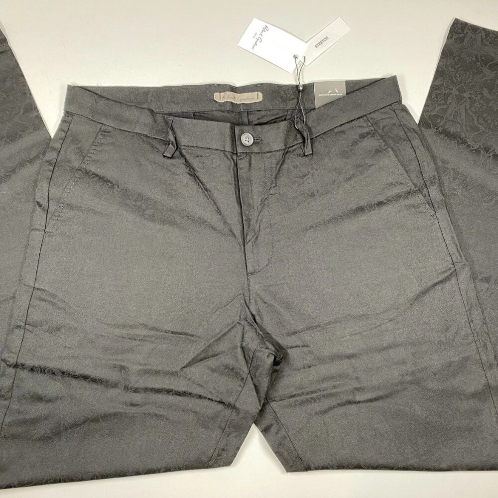 NEW ROBERT GRAHAM Highland Jacquard Perfect Fit Dress Pants – Black – Size 35
